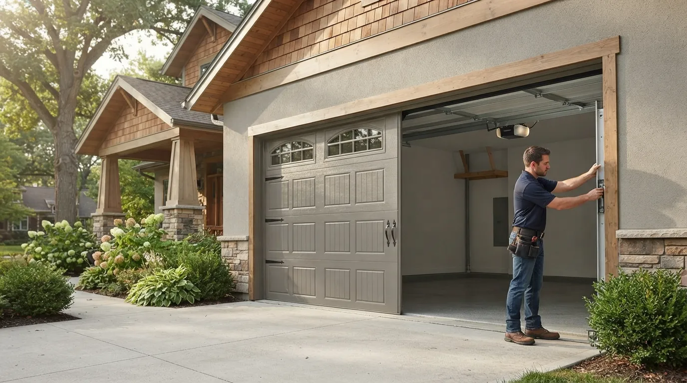 New garage door installed on a Plano Texas home