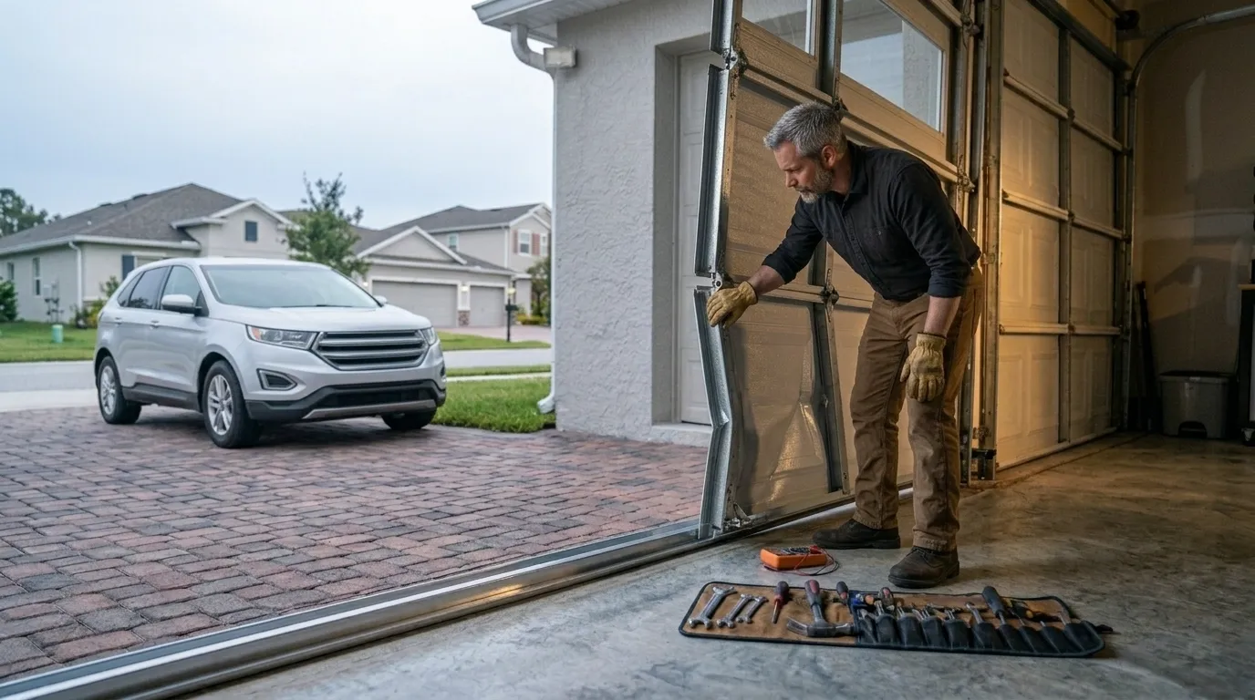 Off-Track Garage Door Repair for Melissa's Newer Home Stock in Plano
